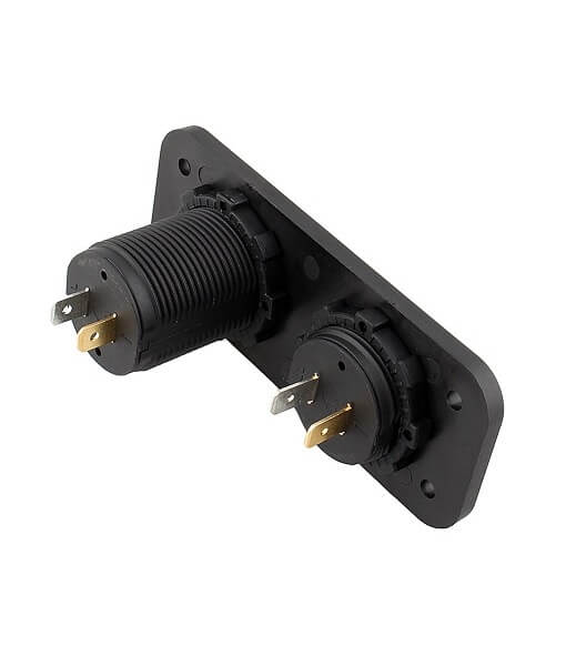 Voltmeter og usb oplader sort bagsiden