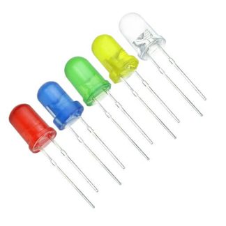 LED Diode 5mm i enten blå, grøn, gul, rød og hvid farve