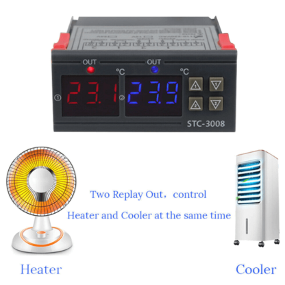 Temperaturstyring med 2 sensorer og 2 relæer - funktioner