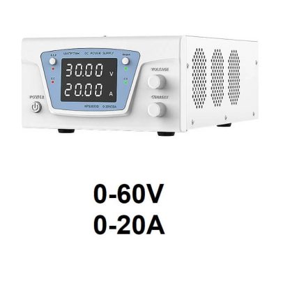 Laboratorie strømforsyning 0-60V 20A - front